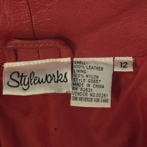 Red leather Biker jacket, slim12(8-10 fit). - Picture 7 of 11